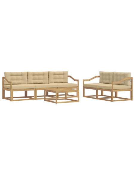 Set di divani da esterno con cuscino 6 pcs Bianco e Beige