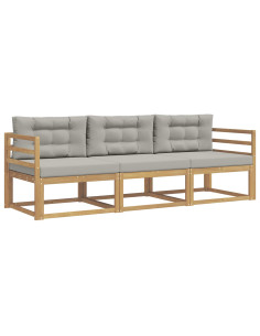 Set di divani da esterno 3 pcs Bianco e Grigio Chiaro 2