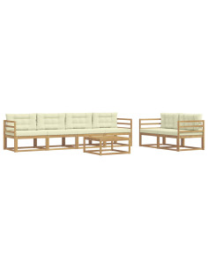 Set di divani da esterno con cuscino 6 pcs Bianco e Crema 2