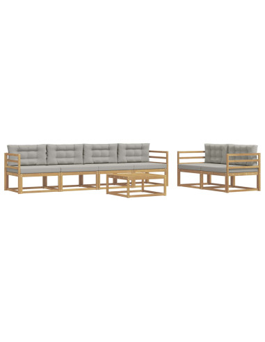 Set di divani da esterno 6 pcs Bianco e Grigio Chiaro