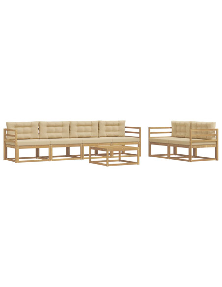 Set di divani da esterno con cuscino 6 pcs Bianco e Beige
