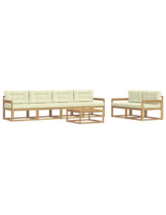 Set di divani da esterno con cuscino 6 pcs Bianco e Crema 2