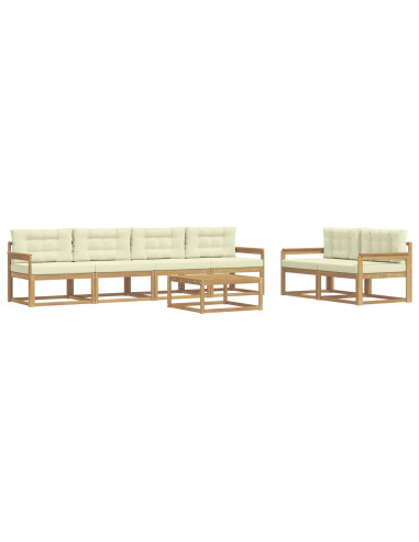 Set di divani da esterno con cuscino 6 pcs Bianco e Crema