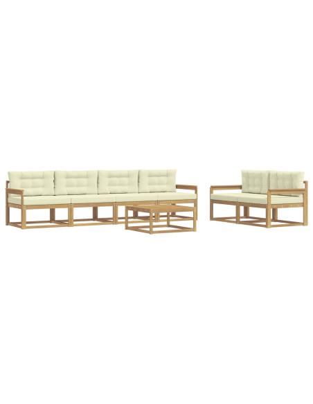 Set di divani da esterno con cuscino 6 pcs Bianco e Crema