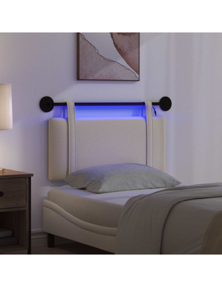 Testiera sospesa Con luce LED Crema Tessuto