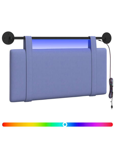 Testiera sospesa Con luce LED Blu jeans Tessuto