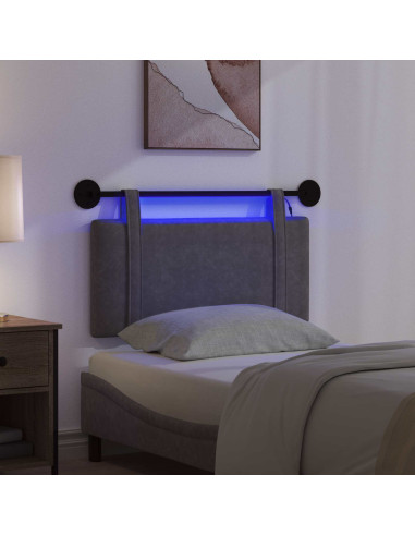 Testiera sospesa Con luce LED Nero PU Antico