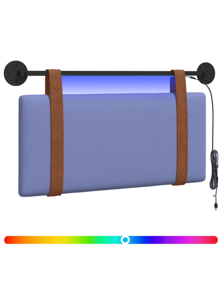 Testiera sospesa Con luce LED Blu jeans PU Antico