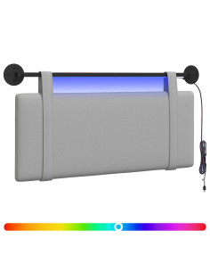 Testiera sospesa Con luce LED Grigio Nuvola Tessuto 2
