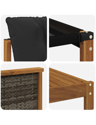 Set di divani da esterno con cuscino 7 pcs Naturale e Nero