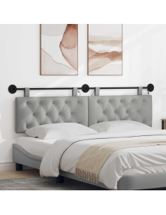Testiera sospesa Con luce LED Grigio Nuvola Tessuto