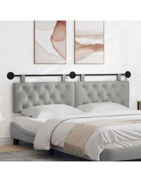 Testiera sospesa Con luce LED Grigio Nuvola Tessuto