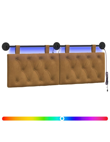 Testiera sospesa Con luce LED Marrone Velluto