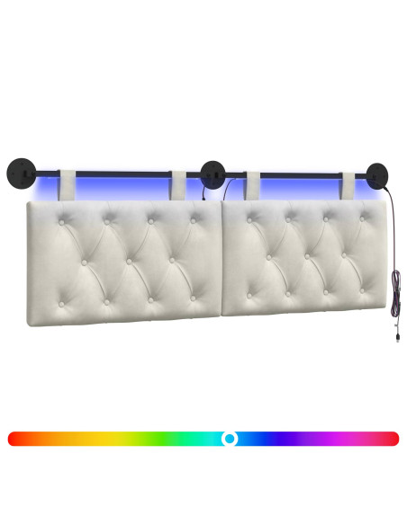 Testiera sospesa Con luce LED Crema Velluto