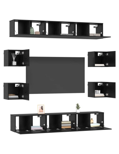 Set mobile TV 10 pcs 180 x 30 x 30 cm Rovere Nero