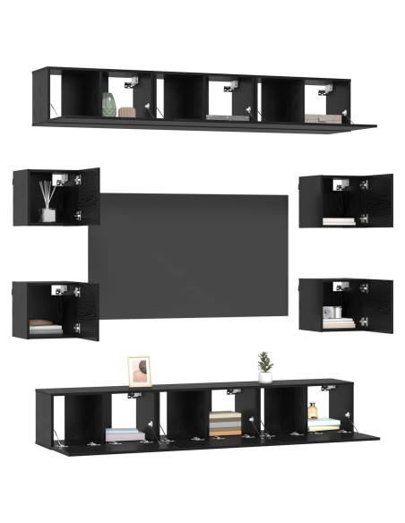 Set mobile TV 10 pcs 180 x 30 x 30 cm Rovere Nero