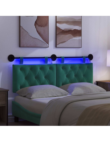 Testiera sospesa Con luce LED Turchese Velluto