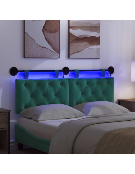 Testiera sospesa Con luce LED Turchese Velluto