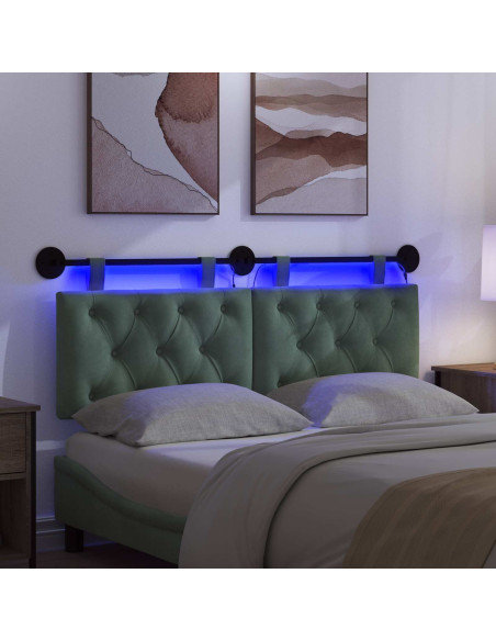 Testiera sospesa Con luce LED Verde Mare Velluto