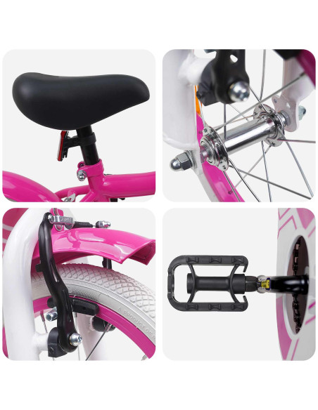 Bicicletta per Bambini 16 Pollici per bambini di 4-6 anni Rosa