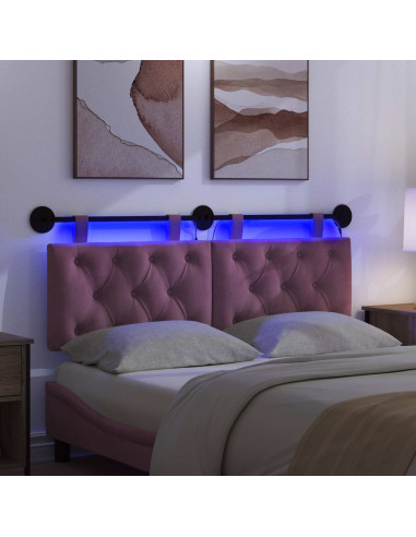 Testiera sospesa Con luce LED Viola Velluto