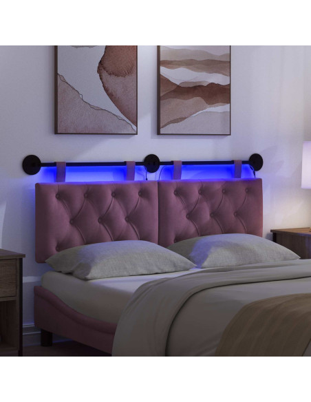 Testiera sospesa Con luce LED Viola Velluto