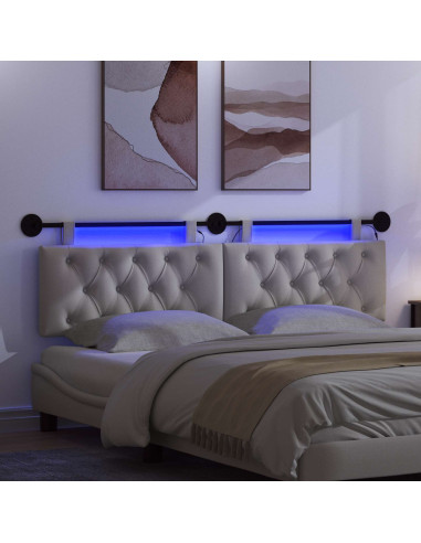 Testiera sospesa Con luce LED Grigio Nuvola Tessuto
