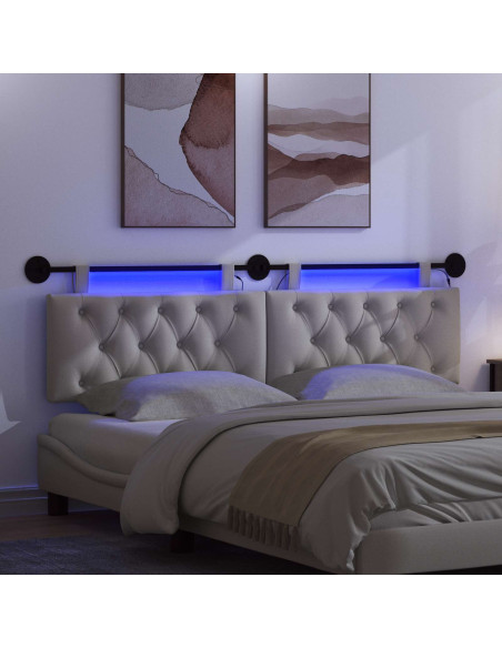 Testiera sospesa Con luce LED Grigio Nuvola Tessuto