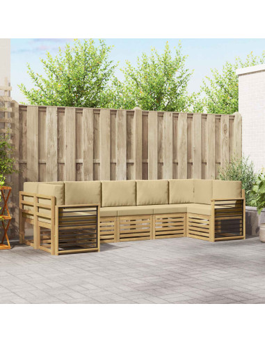Set divano sezionale 7 pcs Bianco e Beige 304 x 128,5 x 73 cm