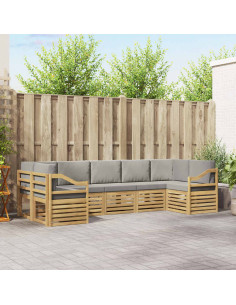 Set divano sezionale 7 pcs Bianco e Grigio Chiaro