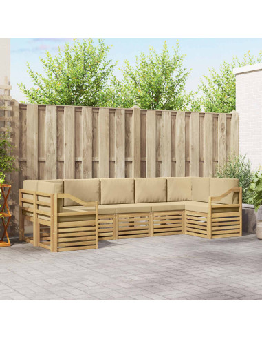 Set divano sezionale 7 pcs Bianco e Beige 304 x 126,5 x 73 cm