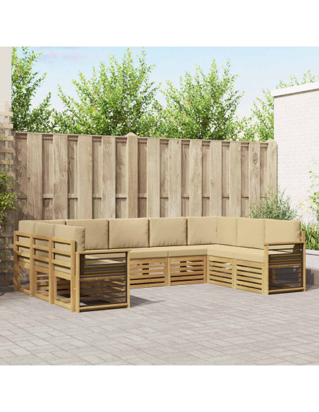 Set di divani da esterno 9 pcs Bianco e Beige