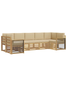 Set divano sezionale 7 pcs Bianco e Beige 304 x 128,5 x 73 cm 2