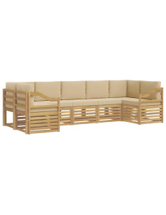 Set divano sezionale 7 pcs Bianco e Beige 304 x 126,5 x 73 cm 2