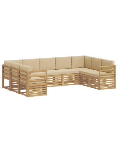 Set divano sezionale 9 pcs Bianco e Beige 304 x 185,5 x 73 cm