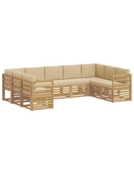 Set divano sezionale 9 pcs Bianco e Beige 304 x 185,5 x 73 cm