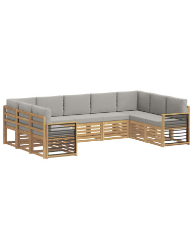 Set divano sezionale 9 pcs Bianco e Grigio Chiaro