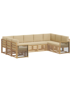 Set di divani da esterno 9 pcs Bianco e Beige 2