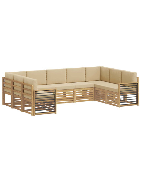 Set di divani da esterno 9 pcs Bianco e Beige