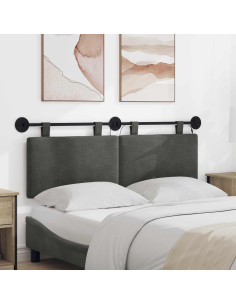 Testiera sospesa Con luce LED Grigio Scuro Tessuto in Cords