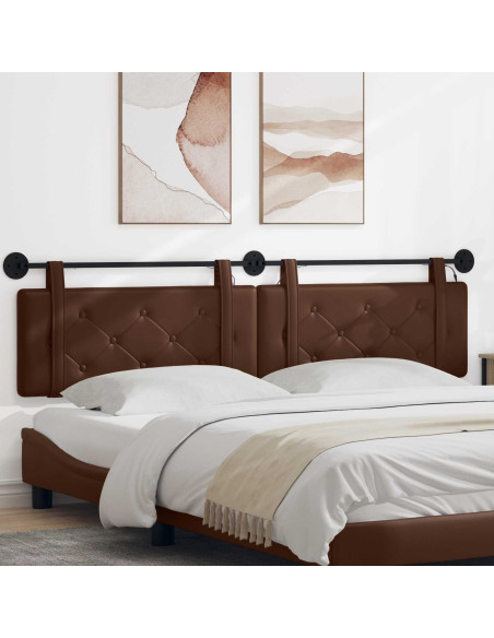 Testiera sospesa Con luce LED Marrone Similpelle