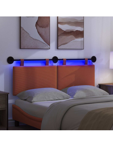 Testiera sospesa Con luce LED Arancione Tessuto in Cords