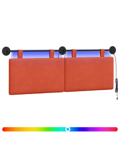 Testiera sospesa Con luce LED Rosso Arancio Tessuto in Cords 2