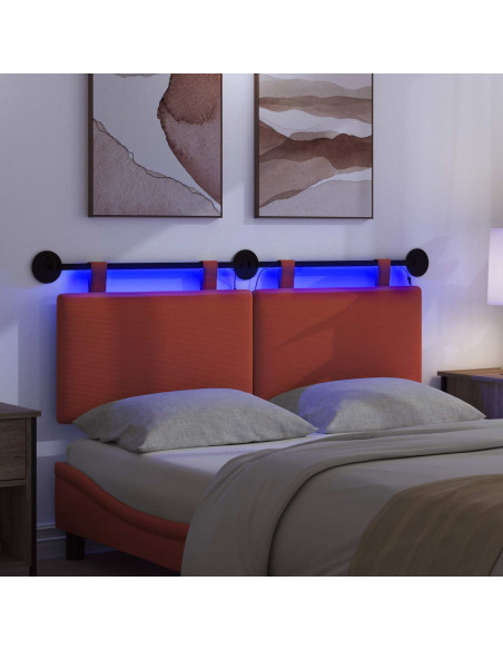 Testiera sospesa Con luce LED Rosso Arancio Tessuto in Cords