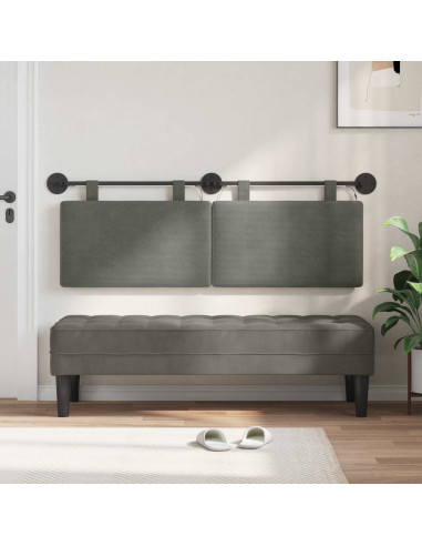 Testiera sospesa Con luce LED Grigio Chiaro Tessuto in Cords