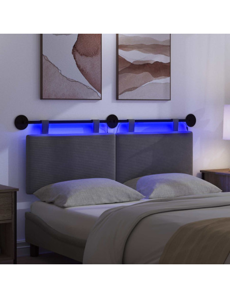 Testiera sospesa Con luce LED Grigio Chiaro Tessuto in Cords