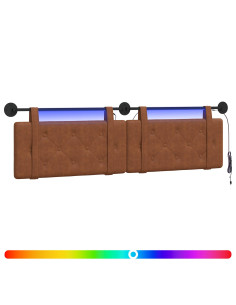 Testiera sospesa Con luce LED Marrone PU Antico 2