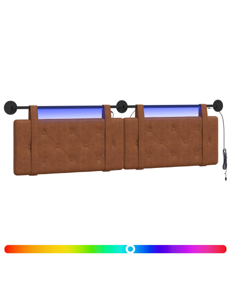 Testiera sospesa Con luce LED Marrone PU Antico