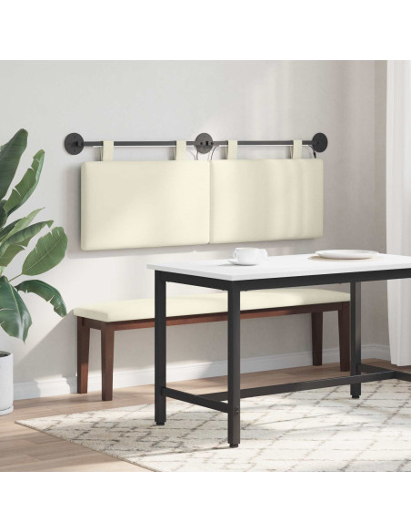 Testiera sospesa Con luce LED Crema Tessuto in Cords