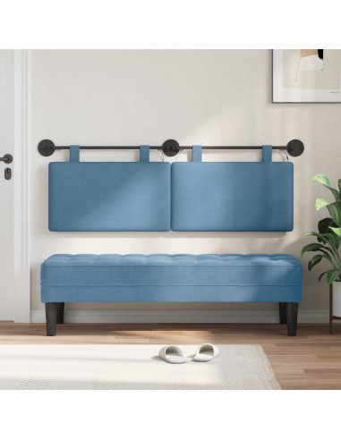 Testiera sospesa Con luce LED Blu Tessuto in Cords